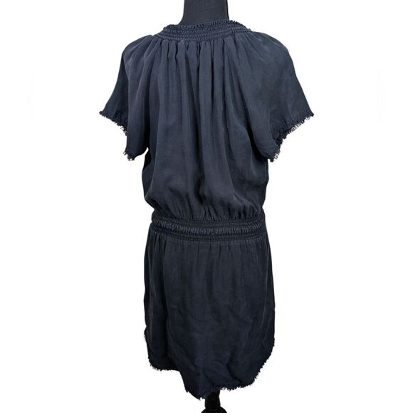 Bella Dahl Frayed Smocked-Waist Dress Lightweight Tencel Boho Fringe Medium - Picture 2 of 11